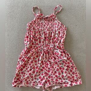TEA Collection romper with pockets size 7 summer peaches print